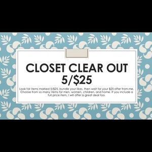 Closet Clear Out. Many item for women, men, children, and home included.